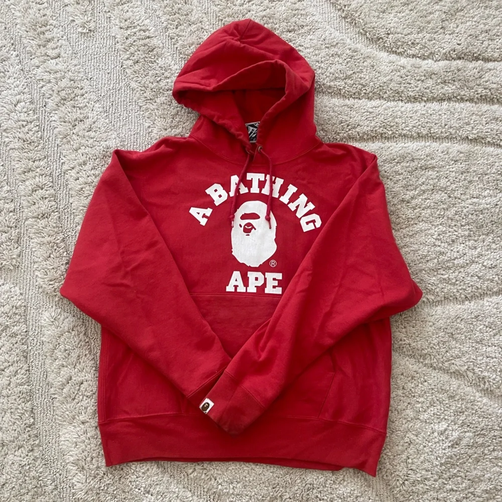 A Bathing Ape Bape Red Sweatshirt Hoodie - Picture 1 of 8